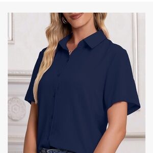Button Down V Neck Shirt